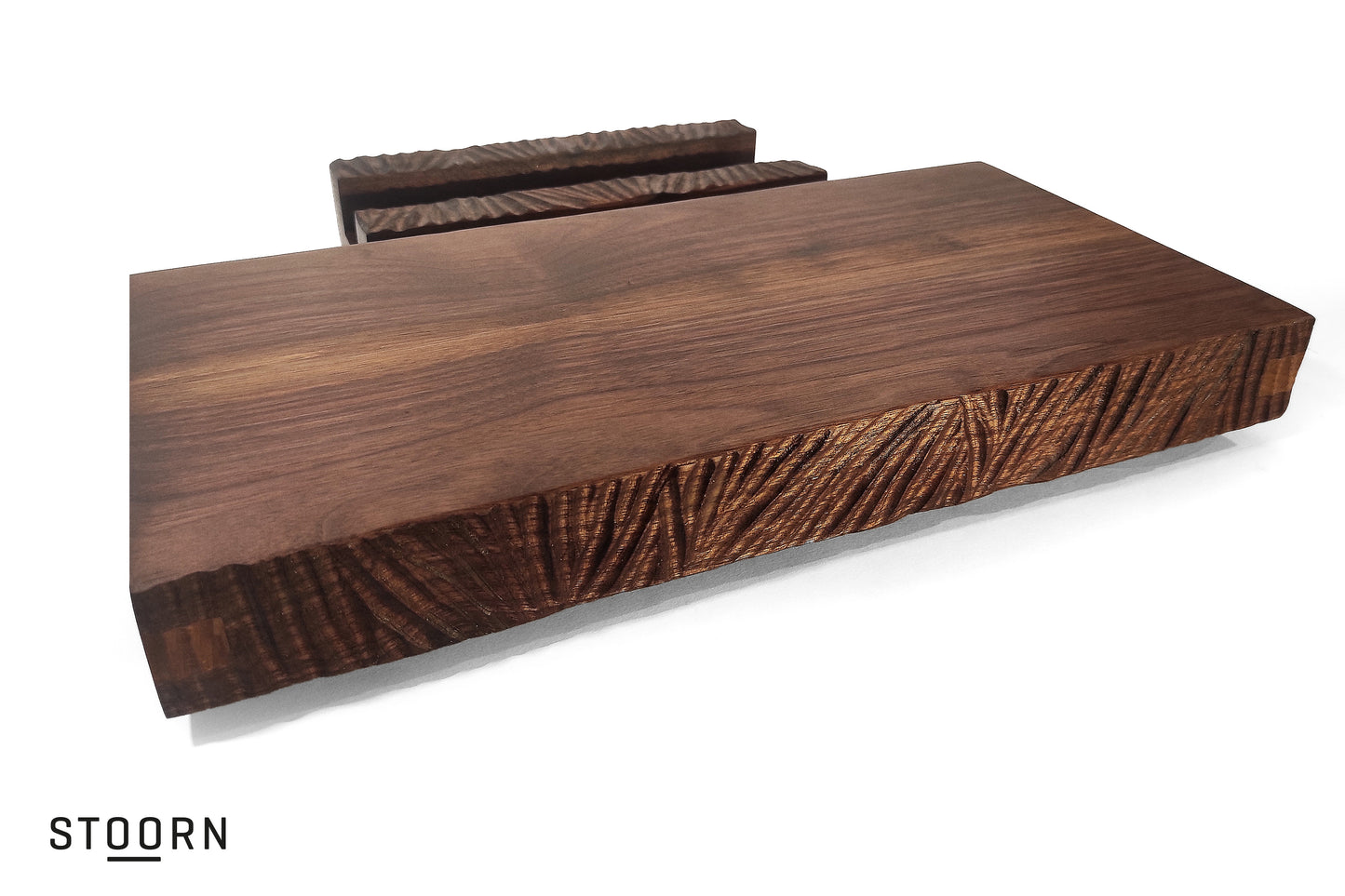 Black walnut serving or cutting board with carvings - CA_BW_02